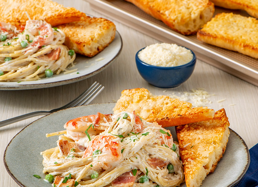 Spaghettis carbonara aux crevettes